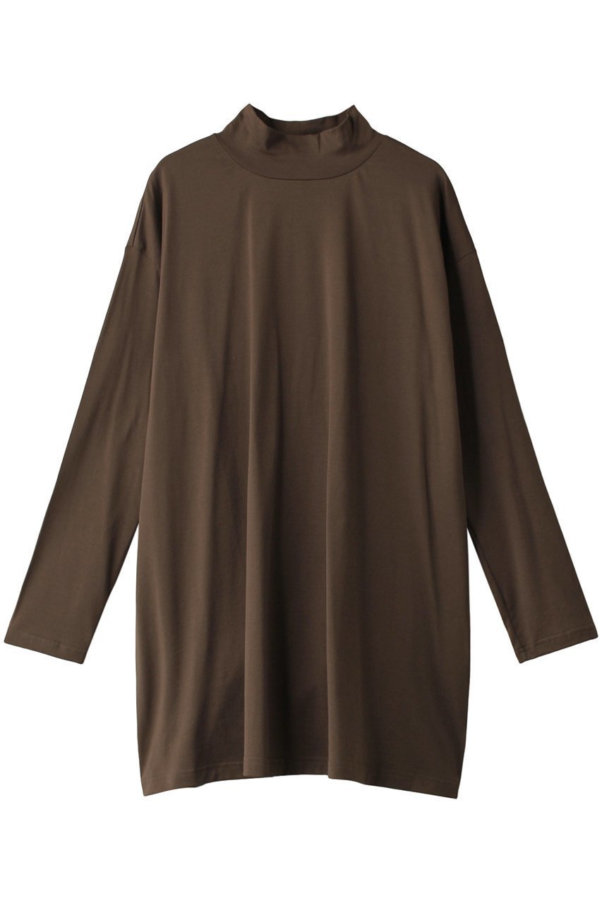 【ミズイロ インド/mizuiro ind】のmock neck tunic T Tシャツ インテリア・キッズ・メンズ・レディースファッション・服の通販 founy(ファニー) 　ファッション　Fashion　レディースファッション　Fashion for Women　トップス・カットソー　Cut & Sew Tops　シャツ・ブラウス・オフィスカジュアル　Elegant Blouses & Button-Ups　ロングTシャツ・Tシャツ　Longline T-Shirts & Tees　カットソー・ベーシックTシャツ　Cut-and-Sewn Tops / Stretch Tees & Basics　ジャケット　Jacket, Outerwear　スリーブ　Sleeve, Long Sleeve / Short Sleeve　チュニック　Tunic, Long Top　ロング　Long, Long-Length　brown|ID: prp329100004606248 ipo3291000000034980098