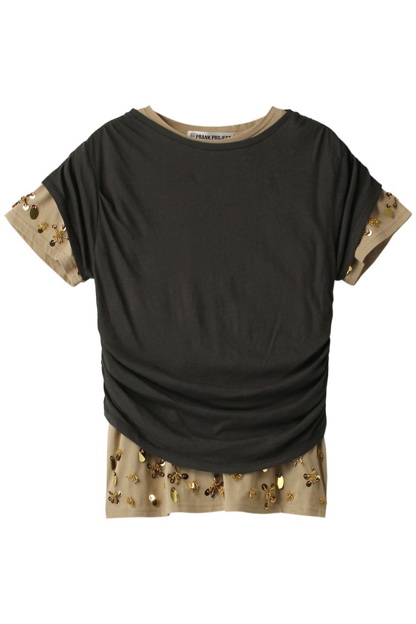 【プランク プロジェクト/PRANK PROJECT】のレイヤードビジューTEE / Layered Bijou TEE インテリア・キッズ・メンズ・レディースファッション・服の通販 founy(ファニー) 　ファッション　Fashion　レディースファッション　Fashion for Women　トップス・カットソー　Cut & Sew Tops　シャツ・ブラウス・オフィスカジュアル　Elegant Blouses & Button-Ups　ロングTシャツ・Tシャツ　Longline T-Shirts & Tees　カットソー・ベーシックTシャツ　Cut-and-Sewn Tops / Stretch Tees & Basics　おすすめ　Recommended / Our Picks　ショート　Short, Short Length　スリーブ　Sleeve, Long Sleeve / Short Sleeve　ダウン　Down, Puffer　ビジュー　Bijou, Jewel-like Accent　フィット　Fit, Slim Fit　レギュラー　Regular, Standard Fit　C.GRY(チャコールグレー)|ID: prp329100004606251 ipo3291000000032847188