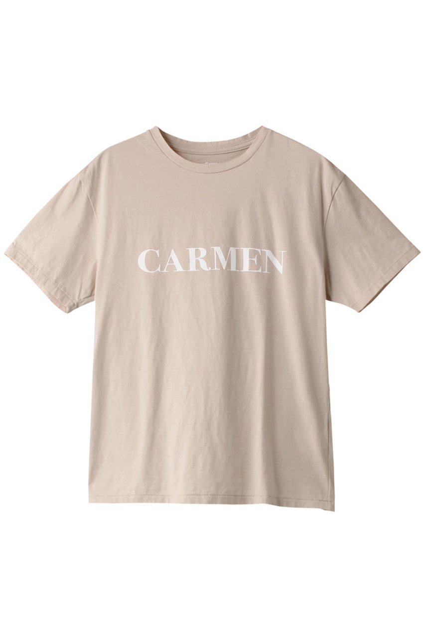 【マルティニーク/martinique】のCARMENロゴTee インテリア・キッズ・メンズ・レディースファッション・服の通販 founy(ファニー) 　ファッション　Fashion　レディースファッション　Fashion for Women　トップス・カットソー　Cut & Sew Tops　シャツ・ブラウス・オフィスカジュアル　Elegant Blouses & Button-Ups　ロングTシャツ・Tシャツ　Longline T-Shirts & Tees　カットソー・ベーシックTシャツ　Cut-and-Sewn Tops / Stretch Tees & Basics　ショート　Short, Short Length　スリーブ　Sleeve, Long Sleeve / Short Sleeve　フランス　France, French　ベージュ|ID: prp329100004606283 ipo3291000000032849759