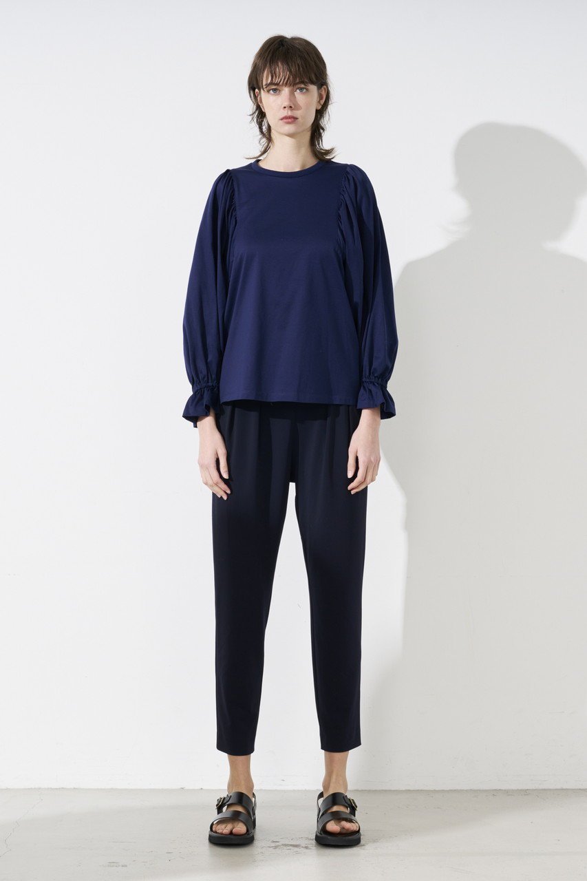 【スリー ドッツ/three dots】の【ELLE SHOP別注】Decorative dolman tee 人気、トレンドファッション・服の通販 founy(ファニー) 　ファッション　Fashion　レディースファッション　Fashion for Women　トップス・カットソー　Cut & Sew Tops　シャツ・ブラウス・オフィスカジュアル　Elegant Blouses & Button-Ups　ロングTシャツ・Tシャツ　Longline T-Shirts & Tees　カットソー・ベーシックTシャツ　Cut-and-Sewn Tops / Stretch Tees & Basics　ギャザー　Gathered, Ruffled　スリーブ　Sleeve, Long Sleeve / Short Sleeve　トレンド　Trend, Trending Now　ロング　Long, Long-Length　別注　Limited Edition, Custom Order　other-6|ID: prp329100004606342 ipo3291000000032854396