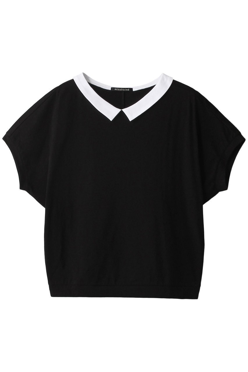 【ミズイロ インド/mizuiro ind】のshirt collar dolman T Tシャツ インテリア・キッズ・メンズ・レディースファッション・服の通販 founy(ファニー) 　ファッション　Fashion　レディースファッション　Fashion for Women　トップス・カットソー　Cut & Sew Tops　シャツ・ブラウス・オフィスカジュアル　Elegant Blouses & Button-Ups　ロングTシャツ・Tシャツ　Longline T-Shirts & Tees　カットソー・ベーシックTシャツ　Cut-and-Sewn Tops / Stretch Tees & Basics　ショート　Short, Short Length　シンプル　Simple, Minimal　スリーブ　Sleeve, Long Sleeve / Short Sleeve　エレガント 上品　Elegant　半袖　Short Sleeve, Half Sleeve　ブラックA|ID: prp329100004606356 ipo3291000000032855321