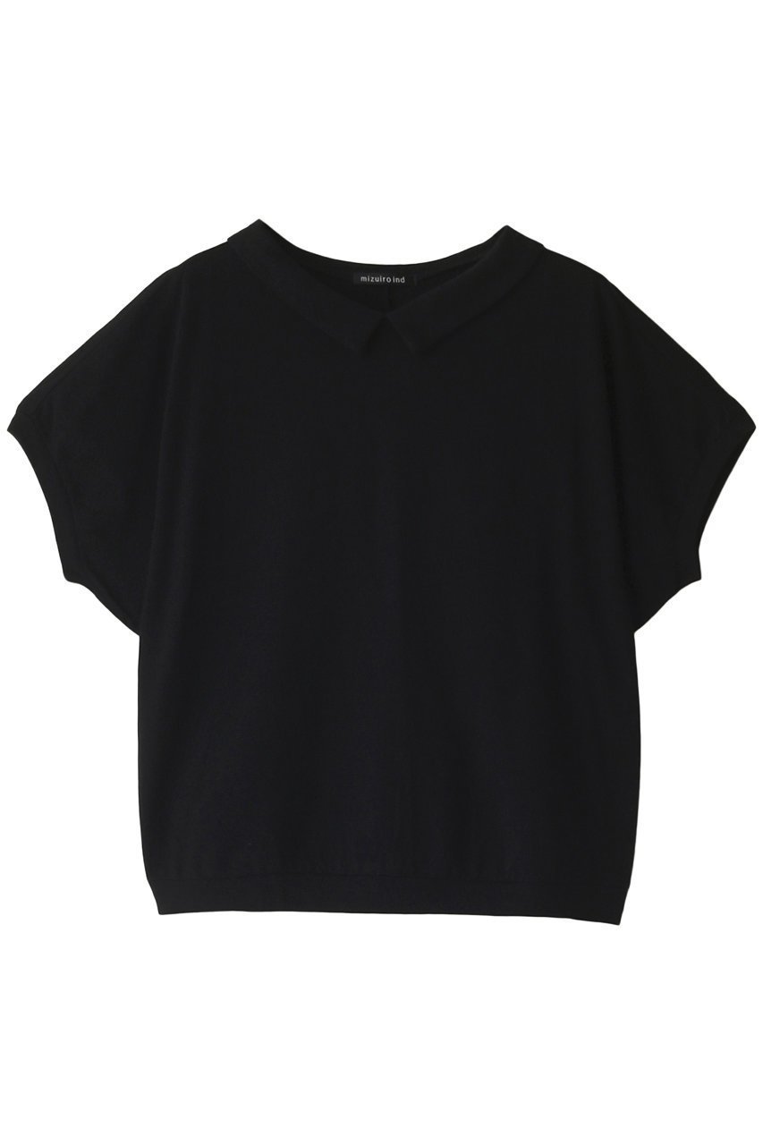 【ミズイロ インド/mizuiro ind】のshirt collar dolman T Tシャツ インテリア・キッズ・メンズ・レディースファッション・服の通販 founy(ファニー) 　ファッション　Fashion　レディースファッション　Fashion for Women　トップス・カットソー　Cut & Sew Tops　シャツ・ブラウス・オフィスカジュアル　Elegant Blouses & Button-Ups　ロングTシャツ・Tシャツ　Longline T-Shirts & Tees　カットソー・ベーシックTシャツ　Cut-and-Sewn Tops / Stretch Tees & Basics　ショート　Short, Short Length　シンプル　Simple, Minimal　スリーブ　Sleeve, Long Sleeve / Short Sleeve　エレガント 上品　Elegant　半袖　Short Sleeve, Half Sleeve　ブラック|ID: prp329100004606356 ipo3291000000032855334