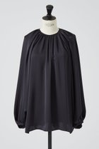 【デザイン ワークス/DESIGN WORKS】のサテンギャザーブラウス ネイビー|ID: prp329100004606360 ipo3291000000032856329