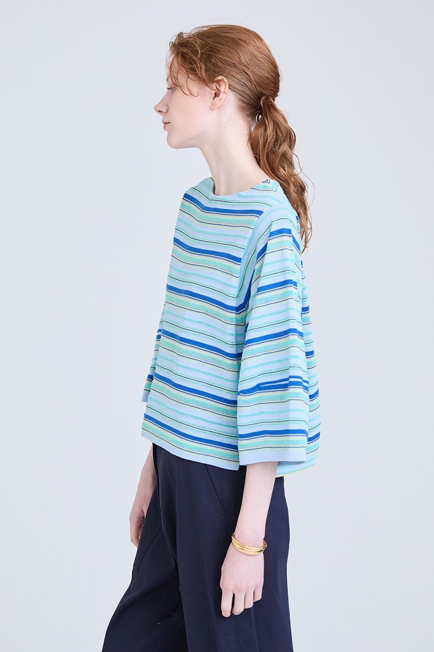 【ハウス オブ ロータス/HOUSE OF LOTUS】のドライコットンマルチボーダー 人気、トレンドファッション・服の通販 founy(ファニー) 　ファッション　Fashion　レディースファッション　Fashion for Women　トップス・カットソー　Cut & Sew Tops　シャツ・ブラウス・オフィスカジュアル　Elegant Blouses & Button-Ups　ロングTシャツ・Tシャツ　Longline T-Shirts & Tees　カットソー・ベーシックTシャツ　Cut-and-Sewn Tops / Stretch Tees & Basics　エスニック　Ethnic Style　シアー　Sheer, See-Through　スリーブ　Sleeve, Long Sleeve / Short Sleeve　フェミニン　Feminine, Girly　ボーダー　Border, Stripe　ロング　Long, Long-Length　夏　Summer　春　Spring　other-6|ID: prp329100004606443 ipo3291000000032862837