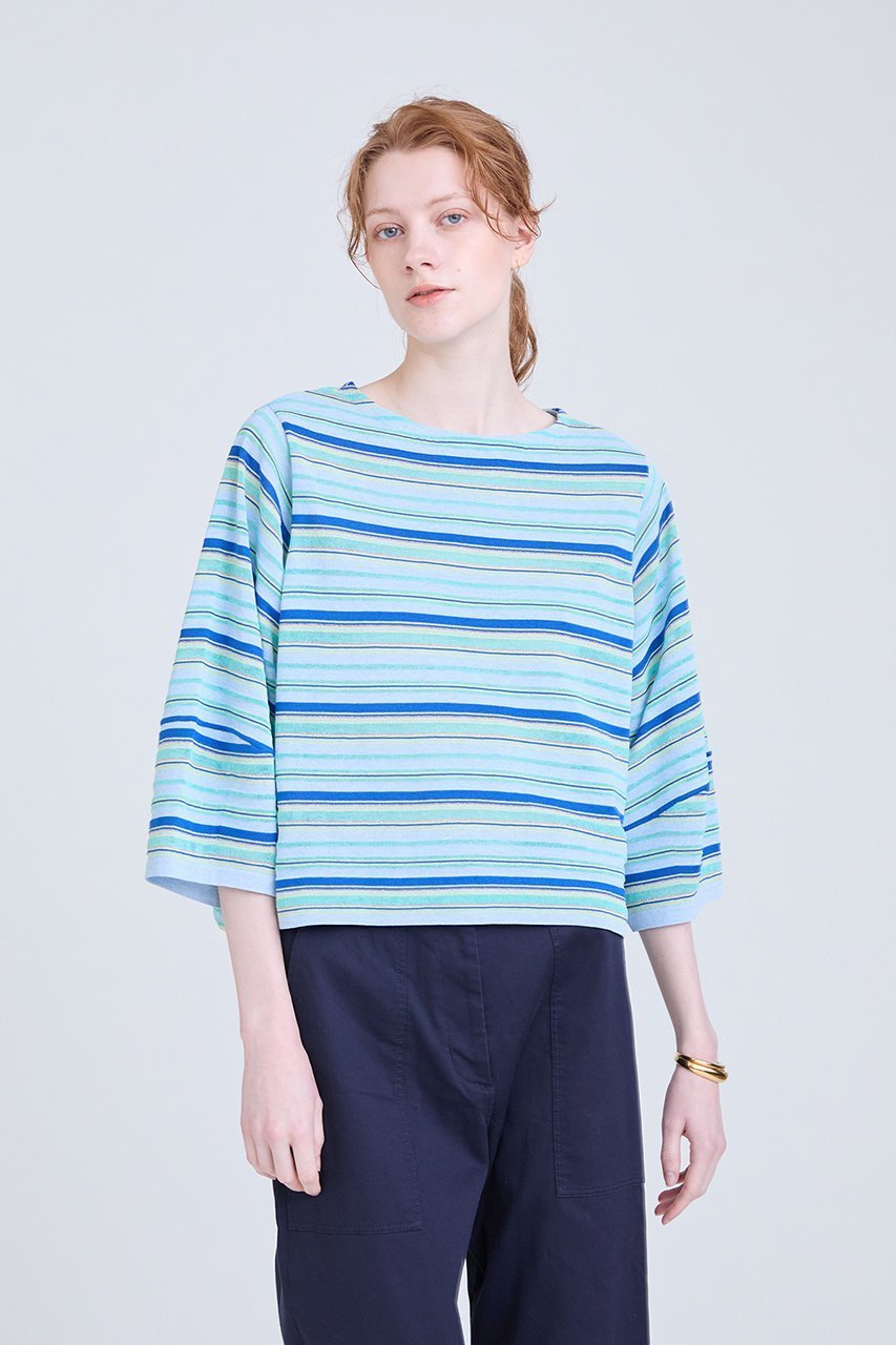 【ハウス オブ ロータス/HOUSE OF LOTUS】のドライコットンマルチボーダー 人気、トレンドファッション・服の通販 founy(ファニー) 　ファッション　Fashion　レディースファッション　Fashion for Women　トップス・カットソー　Cut & Sew Tops　シャツ・ブラウス・オフィスカジュアル　Elegant Blouses & Button-Ups　ロングTシャツ・Tシャツ　Longline T-Shirts & Tees　カットソー・ベーシックTシャツ　Cut-and-Sewn Tops / Stretch Tees & Basics　エスニック　Ethnic Style　シアー　Sheer, See-Through　スリーブ　Sleeve, Long Sleeve / Short Sleeve　フェミニン　Feminine, Girly　ボーダー　Border, Stripe　ロング　Long, Long-Length　夏　Summer　春　Spring　other-8|ID: prp329100004606443 ipo3291000000032862849