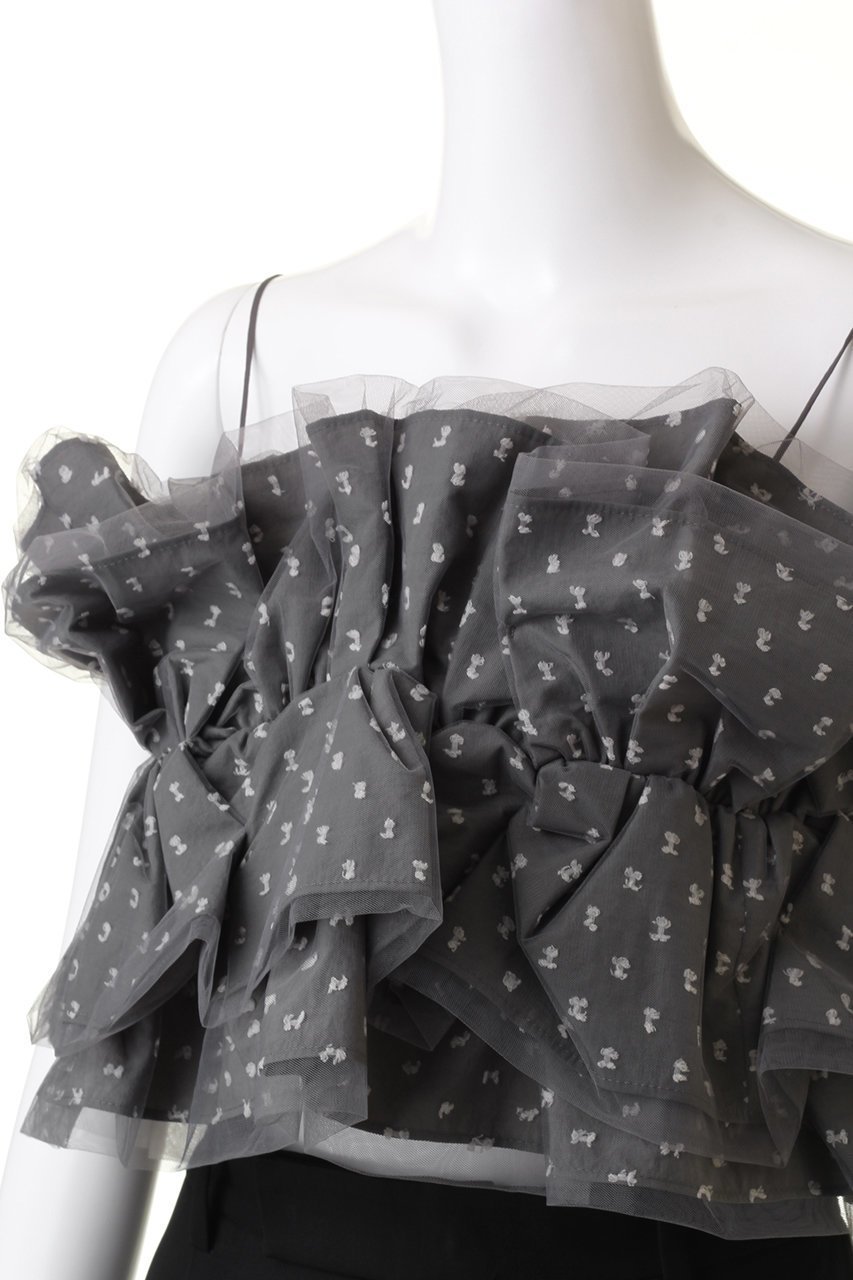 【プランク プロジェクト/PRANK PROJECT】のドットジャガードビスチェ / Dot Jacquard Bustier 人気、トレンドファッション・服の通販 founy(ファニー) 　ファッション　Fashion　レディースファッション　Fashion for Women　トップス・カットソー　Cut & Sew Tops　キャミソール&ノースリーブ　Camisoles & Sleeveless Tops　シャツ・ブラウス・オフィスカジュアル　Elegant Blouses & Button-Ups　ビスチェ　Bustiers & Corset Tops / Layered Bustier Style　インナー　Innerwear　オケージョン　Occasion Wear　カットジャガード　Cut Jacquard　チュール　Tulip, Tulip Motif　デニム　Denim, Jeans Material　ドット　Polka Dot, Dot Pattern　ノースリーブ　Sleeveless, No-Sleeve　other-5|ID: prp329100004606471 ipo3291000000034422213