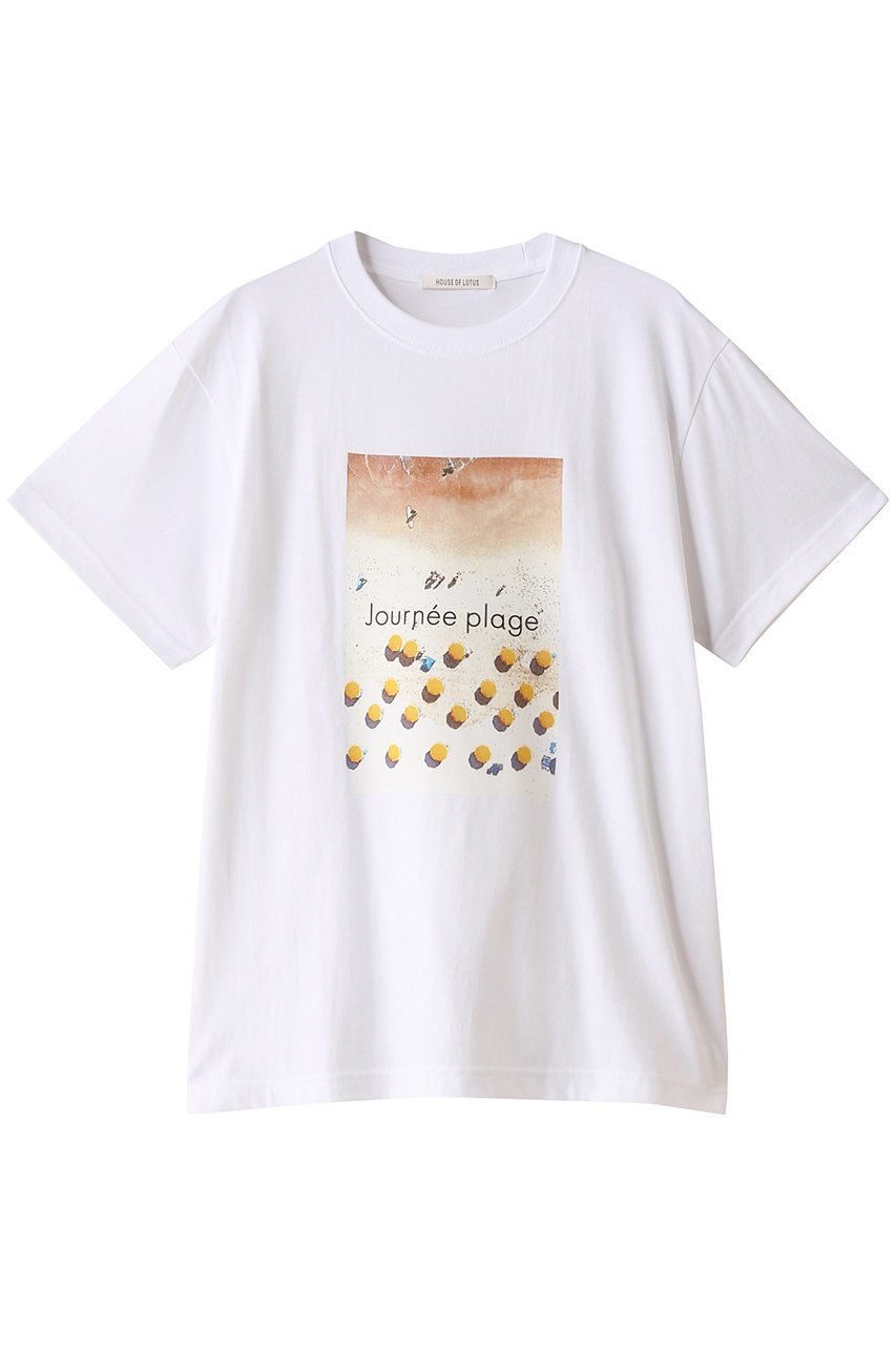 【ハウス オブ ロータス/HOUSE OF LOTUS】のJOURNEE PLAGE Tシャツ インテリア・キッズ・メンズ・レディースファッション・服の通販 founy(ファニー) 　ファッション　Fashion　レディースファッション　Fashion for Women　トップス・カットソー　Cut & Sew Tops　シャツ・ブラウス・オフィスカジュアル　Elegant Blouses & Button-Ups　ロングTシャツ・Tシャツ　Longline T-Shirts & Tees　カットソー・ベーシックTシャツ　Cut-and-Sewn Tops / Stretch Tees & Basics　ショート　Short, Short Length　スリーブ　Sleeve, Long Sleeve / Short Sleeve　ビーチ　Beach, Seaside　プリント　Print, Printed Pattern　モチーフ　Motif, Design Theme　ホワイト|ID: prp329100004606665 ipo3291000000032874586