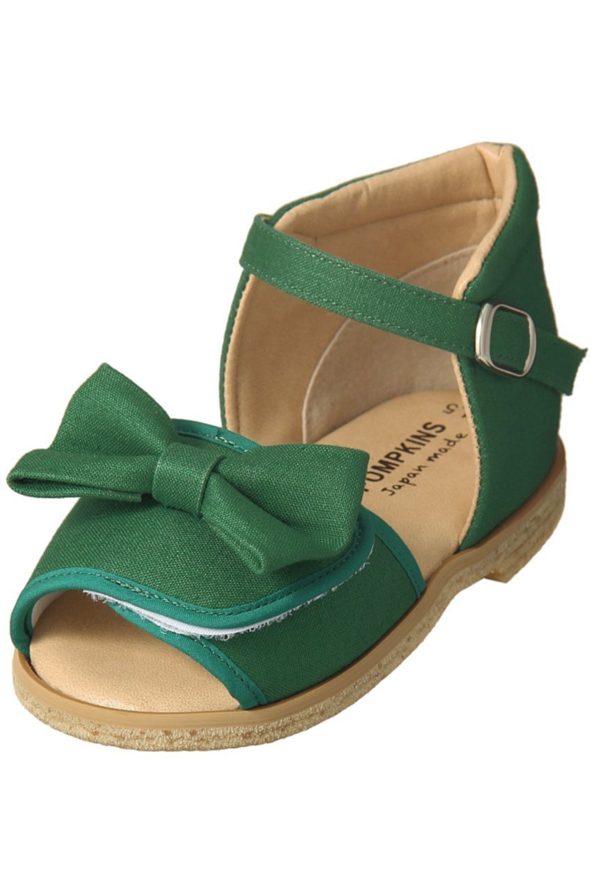 【ポプキンズ/POMPKINS / KIDS】の【Baby・KIDS】リボンサンダル インテリア・キッズ・メンズ・レディースファッション・服の通販 founy(ファニー) 　ファッション　Fashion　キッズファッション　Fashion for Kids　サンダル　Sandals, Summer Shoes　デニム　Denim, Jeans Material　フラット　Flat, Flat Shoes　リボン　Ribbon, Bow　定番　Standard, Basic Item　グリーン|ID: prp329100004606701 ipo3291000000032876556
