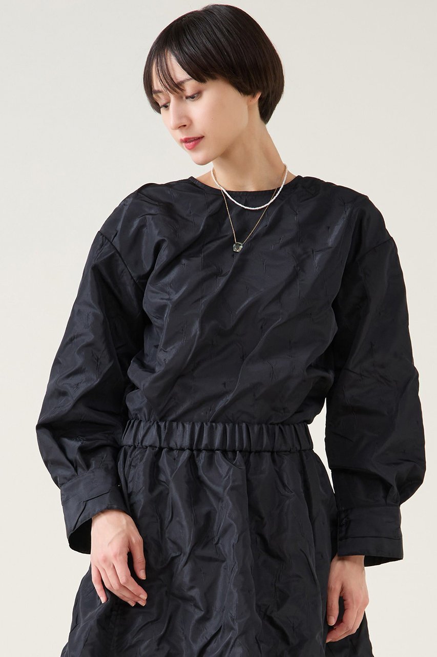 【マルティニーク/martinique】のジャガード2wayプルオーバー(セットアップ可) インテリア・キッズ・メンズ・レディースファッション・服の通販 founy(ファニー) 　ファッション　Fashion　レディースファッション　Fashion for Women　トップス・カットソー　Cut & Sew Tops　シャツ・ブラウス・オフィスカジュアル　Elegant Blouses & Button-Ups　カジュアルプルオーバー・ニットトップス　Pullovers & Knit Tops / Casual Pullovers　2026年　2026　おすすめ　Recommended / Our Picks　クラシカル　Classical, Vintage-Inspired　シャーリング　Shirring, Ruched　シンプル　Simple, Minimal　ジャカード／ジャガード　Jacquard, Woven Pattern　スリーブ　Sleeve, Long Sleeve / Short Sleeve　セットアップ　Set-Up, Coordinated Outfit　フロント　Front, Front Design　ペンシル　Pencil, Pencil Skirt　ロング　Long, Long-Length　エレガント 上品　Elegant　夏　Summer　春　Spring　S/S・春夏　SS, Spring/Summer, Warm Season　ブラック|ID: prp329100004606702 ipo3291000000034756711