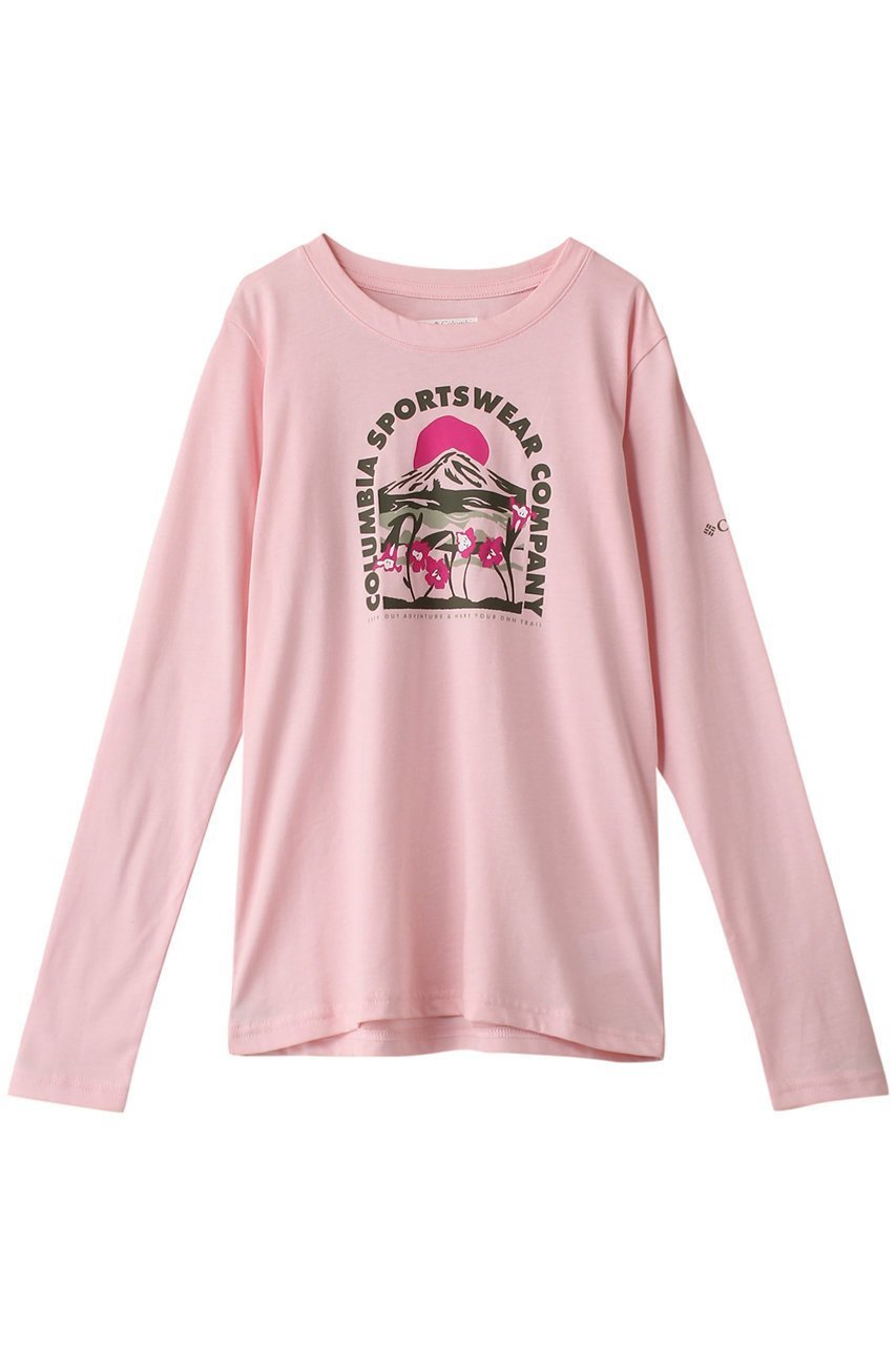 【コロンビア/Columbia / KIDS】の【Kids】ヘーゼルデルヒルロングスリーブグラフィックティー インテリア・キッズ・メンズ・レディースファッション・服の通販 founy(ファニー) 　ファッション　Fashion　キッズファッション　Fashion for Kids　トップス・カットソー　Cut & Sew Tops　おすすめ　Recommended / Our Picks　グラフィック　Graphic, Graphic Design　スリーブ　Sleeve, Long Sleeve / Short Sleeve　フェミニン　Feminine, Girly　フォルム　Silhouette, Form　ベーシック　Basic, Essential　ボトム　Bottoms, Lower Wear　ロング　Long, Long-Length　Satin Pink・Floral Vi|ID: prp329100004606709 ipo3291000000032876716