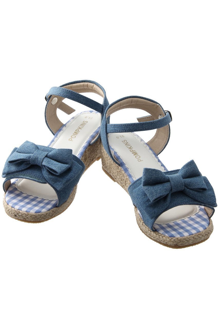 【ポプキンズ/POMPKINS / KIDS】の【KIDS】リボンサンダル 人気、トレンドファッション・服の通販 founy(ファニー) 　ファッション　Fashion　キッズファッション　Fashion for Kids　サンダル　Sandals, Summer Shoes　シューズ　Shoes, Footwear　スタイリッシュ　Stylish, Fashionable　ソックス　Socks, Hosiery　デニム　Denim, Jeans Material　バランス　Balance, Style Balance　フェミニン　Feminine, Girly　リボン　Ribbon, Bow　夏　Summer　other-5|ID: prp329100004606718 ipo3291000000032876972