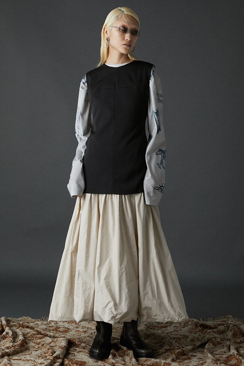 【プランク プロジェクト/PRANK PROJECT】のバックオープンレイヤードワンピース / Back Open Layered Dress 人気、トレンドファッション・服の通販 founy(ファニー) 　ファッション　Fashion　レディースファッション　Fashion for Women　ワンピース　Dresses　フォーマル・パーティードレス・結婚式用ドレス　Elegant & Casual Dresses　チュニック　Tunic Tops & Dresses　インナー　Innerwear　スーツ　Suit, Formalwear　タフタ　Taffeta, Structured Fabric　タートル　Turtleneck, Turtle Collar　チュニック　Tunic, Long Top　ドッキング　Docking, Mixed Material　ロング　Long, Long-Length　other-6|ID: prp329100004606720 ipo3291000000032877082