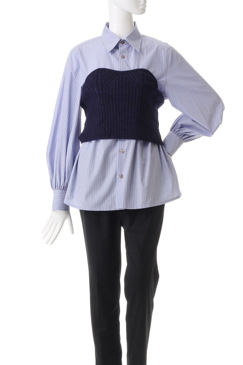 【ヒューエルミュージアム/hueLe Museum】の【STUMBLY】ビスチェコンビシャツ 人気、トレンドファッション・服の通販 founy(ファニー) 　ファッション　Fashion　レディースファッション　Fashion for Women　トップス・カットソー　Cut & Sew Tops　シャツ・ブラウス・オフィスカジュアル　Elegant Blouses & Button-Ups　ビスチェ　Bustiers & Corset Tops / Layered Bustier Style　コンビ　Combo, Combination Style　シンプル　Simple, Minimal　スリーブ　Sleeve, Long Sleeve / Short Sleeve　ビスチェ　Bustier, Corset Top　フィット　Fit, Slim Fit　ロング　Long, Long-Length　ワイドリブ　Wide Rib, Wide Ribbed Knit　other-2|ID: prp329100004606724 ipo3291000000032877181