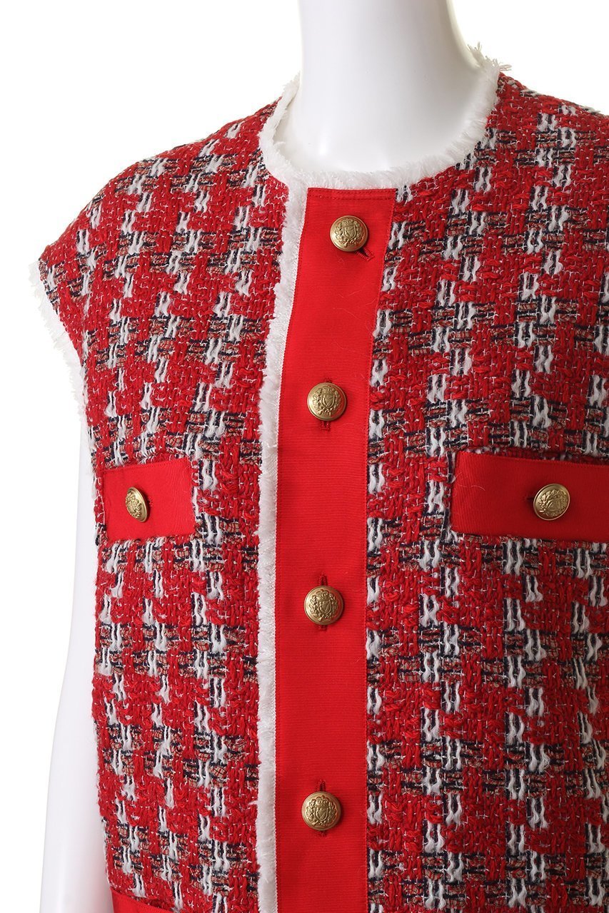【ヒューエルミュージアム/hueLe Museum】の【STUMBLY】Linton Tweed ジレ 人気、トレンドファッション・服の通販 founy(ファニー) 　ファッション　Fashion　レディースファッション　Fashion for Women　アウター　Coat / Outerwear Collection　トップス・カットソー　Cut & Sew Tops　シャツ・ブラウス・オフィスカジュアル　Elegant Blouses & Button-Ups　ベスト&ジレ / 重ね着スタイル　Vests & Gilets　スリーブ　Sleeve, Long Sleeve / Short Sleeve　ツイード　Twill, Twill Weave　リュクス　Luxury, Elegant, High-End, Chic　ロング　Long, Long-Length　エレガント 上品　Elegant　other-5|ID: prp329100004606734 ipo3291000000032877473