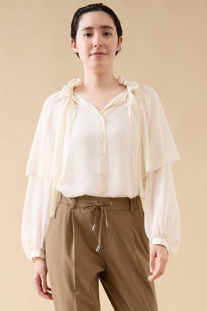 【マルティニーク/martinique】のケープブラウス(一部WEB限定カラー) 人気、トレンドファッション・服の通販 founy(ファニー) 　ファッション　Fashion　レディースファッション　Fashion for Women　トップス・カットソー　Cut & Sew Tops　シャツ・ブラウス・オフィスカジュアル　Elegant Blouses & Button-Ups　おすすめ　Recommended / Our Picks　シフォン　Chiffon, Lightweight Fabric　ジョーゼット　Georgette, Semi-Sheer Fabric　スリーブ　Sleeve, Long Sleeve / Short Sleeve　デニム　Denim, Jeans Material　トレンド　Trend, Trending Now　ロング　Long, Long-Length　 other-1|ID: prp329100004606758 ipo3291000000032878070