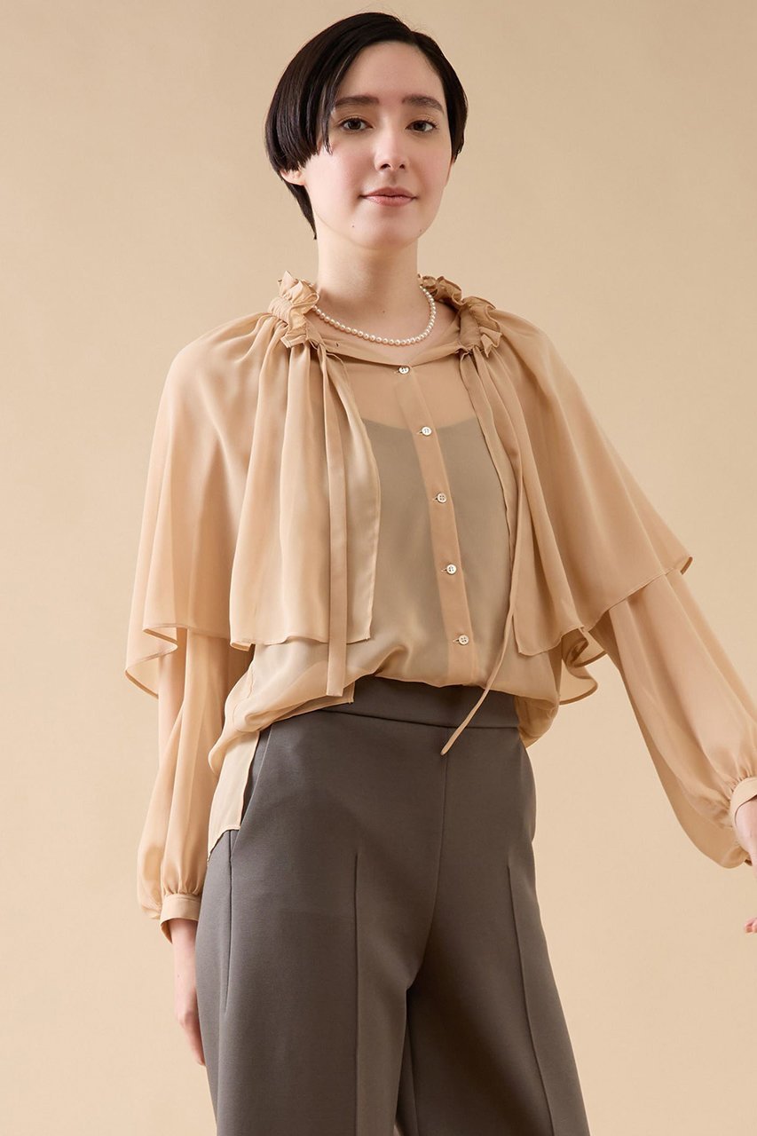 【マルティニーク/martinique】のケープブラウス(一部WEB限定カラー) 人気、トレンドファッション・服の通販 founy(ファニー) 　ファッション　Fashion　レディースファッション　Fashion for Women　トップス・カットソー　Cut & Sew Tops　シャツ・ブラウス・オフィスカジュアル　Elegant Blouses & Button-Ups　おすすめ　Recommended / Our Picks　シフォン　Chiffon, Lightweight Fabric　ジョーゼット　Georgette, Semi-Sheer Fabric　スリーブ　Sleeve, Long Sleeve / Short Sleeve　デニム　Denim, Jeans Material　トレンド　Trend, Trending Now　ロング　Long, Long-Length　other-2|ID: prp329100004606758 ipo3291000000032878100