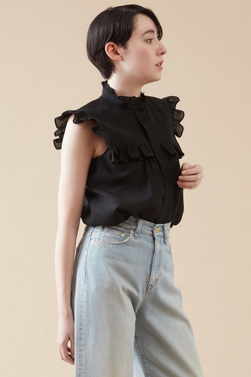 【マルティニーク/martinique】のフリルノースリブラウス(一部WEB限定カラー ) 人気、トレンドファッション・服の通販 founy(ファニー) 　ファッション　Fashion　レディースファッション　Fashion for Women　トップス・カットソー　Cut & Sew Tops　キャミソール&ノースリーブ　Camisoles & Sleeveless Tops　シャツ・ブラウス・オフィスカジュアル　Elegant Blouses & Button-Ups　おすすめ　Recommended / Our Picks　スタンド　Stand Collar, Upright Stand　タイトスカート　Pencil Skirt, Tight Skirt　ノースリーブ　Sleeveless, No-Sleeve　バランス　Balance, Style Balance　フリル　Frill, Ruffle　フロント　Front, Front Design　夏　Summer　other-2|ID: prp329100004606760 ipo3291000000032878140