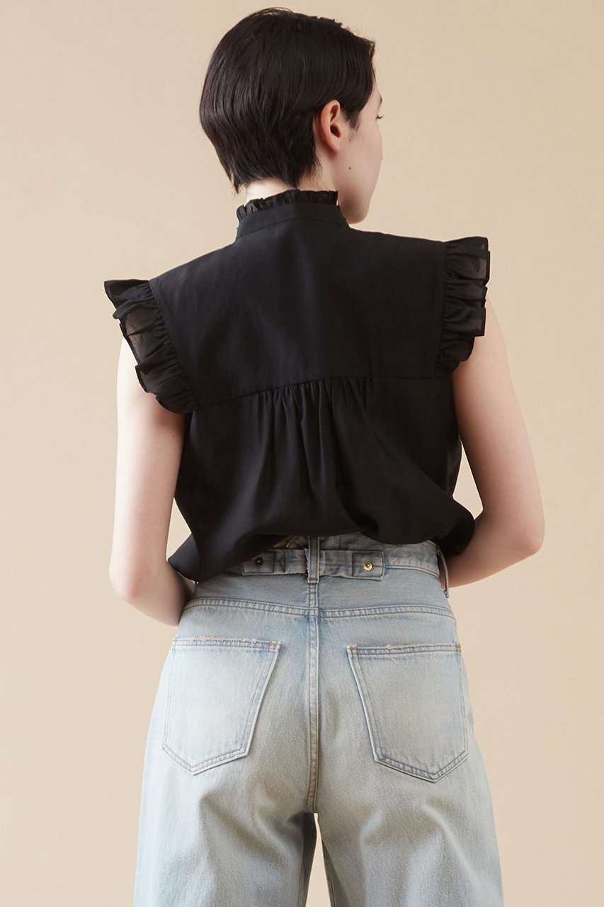【マルティニーク/martinique】のフリルノースリブラウス(一部WEB限定カラー ) 人気、トレンドファッション・服の通販 founy(ファニー) 　ファッション　Fashion　レディースファッション　Fashion for Women　トップス・カットソー　Cut & Sew Tops　キャミソール&ノースリーブ　Camisoles & Sleeveless Tops　シャツ・ブラウス・オフィスカジュアル　Elegant Blouses & Button-Ups　おすすめ　Recommended / Our Picks　スタンド　Stand Collar, Upright Stand　タイトスカート　Pencil Skirt, Tight Skirt　ノースリーブ　Sleeveless, No-Sleeve　バランス　Balance, Style Balance　フリル　Frill, Ruffle　フロント　Front, Front Design　夏　Summer　other-3|ID: prp329100004606760 ipo3291000000032878145