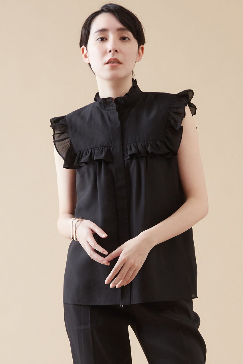 【マルティニーク/martinique】のフリルノースリブラウス(一部WEB限定カラー ) 人気、トレンドファッション・服の通販 founy(ファニー) 　ファッション　Fashion　レディースファッション　Fashion for Women　トップス・カットソー　Cut & Sew Tops　キャミソール&ノースリーブ　Camisoles & Sleeveless Tops　シャツ・ブラウス・オフィスカジュアル　Elegant Blouses & Button-Ups　おすすめ　Recommended / Our Picks　スタンド　Stand Collar, Upright Stand　タイトスカート　Pencil Skirt, Tight Skirt　ノースリーブ　Sleeveless, No-Sleeve　バランス　Balance, Style Balance　フリル　Frill, Ruffle　フロント　Front, Front Design　夏　Summer　other-4|ID: prp329100004606760 ipo3291000000032878152