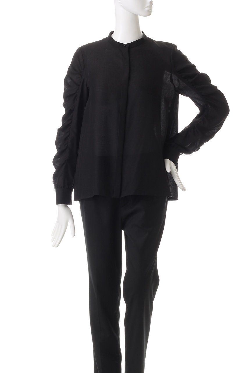 【アナイ/ANAYI】のビエラギャザースリーブブラウス 人気、トレンドファッション・服の通販 founy(ファニー) 　ファッション　Fashion　レディースファッション　Fashion for Women　トップス・カットソー　Cut & Sew Tops　シャツ・ブラウス・オフィスカジュアル　Elegant Blouses & Button-Ups　ギャザー　Gathered, Ruffled　シアー　Sheer, See-Through　シンプル　Simple, Minimal　スタンド　Stand Collar, Upright Stand　スリーブ　Sleeve, Long Sleeve / Short Sleeve　ロング　Long, Long-Length　エレガント 上品　Elegant　other-2|ID: prp329100004606787 ipo3291000000032878672