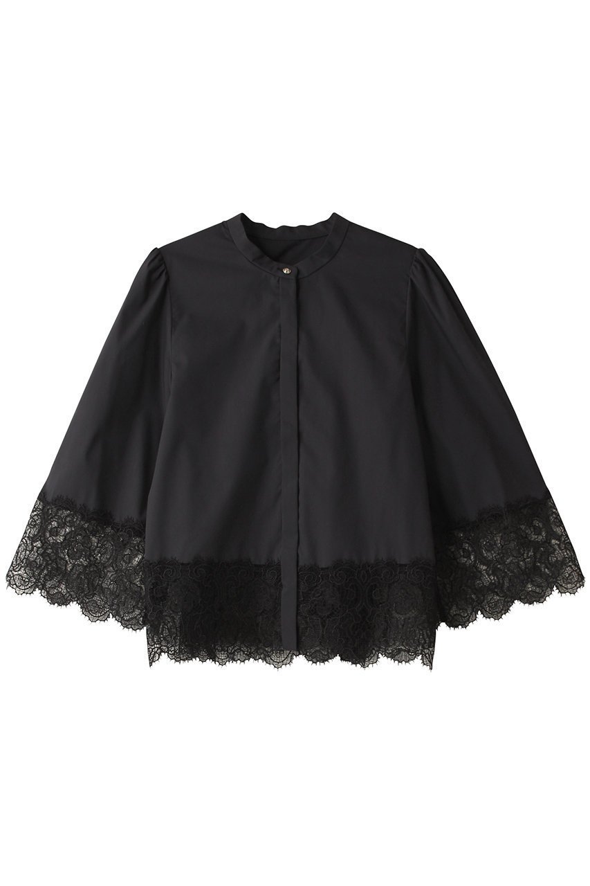 【アナイ/ANAYI】のコットンツイルレースミックスブラウス インテリア・キッズ・メンズ・レディースファッション・服の通販 founy(ファニー) 　ファッション　Fashion　レディースファッション　Fashion for Women　トップス・カットソー　Cut & Sew Tops　シャツ・ブラウス・オフィスカジュアル　Elegant Blouses & Button-Ups　スリーブ　Sleeve, Long Sleeve / Short Sleeve　パーティ　Party, Party Style　フェミニン　Feminine, Girly　レース　Lace, Lace Fabric　ロング　Long, Long-Length　再入荷　Restock / Back in Stock　ブラック|ID: prp329100004606792 ipo3291000000035054966