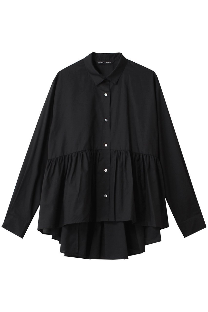 【ミズイロ インド/mizuiro ind】のwaist gather shirt シャツ インテリア・キッズ・メンズ・レディースファッション・服の通販 founy(ファニー) 　ファッション　Fashion　レディースファッション　Fashion for Women　トップス・カットソー　Cut & Sew Tops　シャツ・ブラウス・オフィスカジュアル　Elegant Blouses & Button-Ups　ギャザー　Gathered, Ruffled　スリーブ　Sleeve, Long Sleeve / Short Sleeve　バランス　Balance, Style Balance　フェミニン　Feminine, Girly　フレア　Flare, Flared　フロント　Front, Front Design　ロング　Long, Long-Length　長袖　Long Sleeve, Full Sleeve　black|ID: prp329100004606805 ipo3291000000032879039