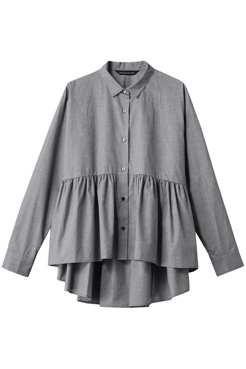 【ミズイロ インド/mizuiro ind】のwaist gather shirt シャツ インテリア・キッズ・メンズ・レディースファッション・服の通販 founy(ファニー) 　ファッション　Fashion　レディースファッション　Fashion for Women　トップス・カットソー　Cut & Sew Tops　シャツ・ブラウス・オフィスカジュアル　Elegant Blouses & Button-Ups　ギャザー　Gathered, Ruffled　スリーブ　Sleeve, Long Sleeve / Short Sleeve　バランス　Balance, Style Balance　フェミニン　Feminine, Girly　フレア　Flare, Flared　フロント　Front, Front Design　ロング　Long, Long-Length　長袖　Long Sleeve, Full Sleeve　96(グレー)|ID: prp329100004606805 ipo3291000000032879046