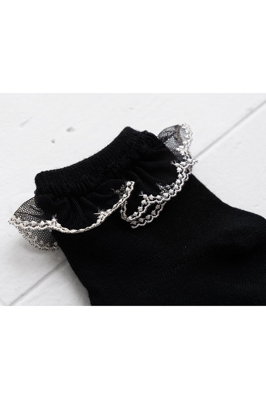 【ポプキンズ/POMPKINS / KIDS】の【KIDS】チュールレースソックス ブラック L(20-22cm) 人気、トレンドファッション・服の通販 founy(ファニー) 　ファッション　Fashion　キッズファッション　Fashion for Kids　シューズ　Shoes, Footwear　シルバー　Silver, Metallic Silver　ソックス　Socks, Hosiery　チュール　Tulip, Tulip Motif　レース　Lace, Lace Fabric　other-3|ID: prp329100004606806 ipo3291000000036191020