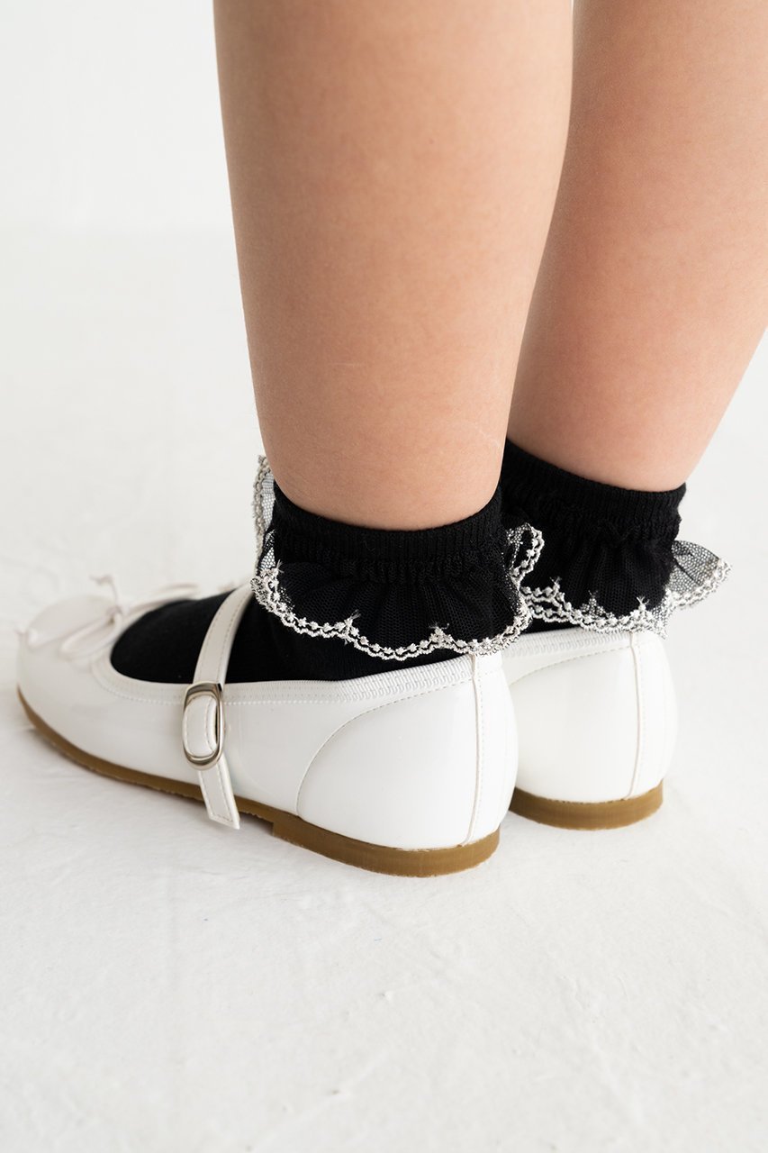 【ポプキンズ/POMPKINS / KIDS】の【KIDS】チュールレースソックス ブラック L(20-22cm) 人気、トレンドファッション・服の通販 founy(ファニー) 　ファッション　Fashion　キッズファッション　Fashion for Kids　シューズ　Shoes, Footwear　シルバー　Silver, Metallic Silver　ソックス　Socks, Hosiery　チュール　Tulip, Tulip Motif　レース　Lace, Lace Fabric　other-5|ID: prp329100004606806 ipo3291000000036191022