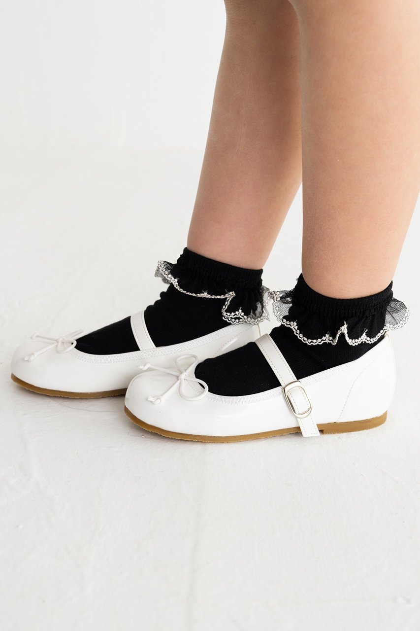 【ポプキンズ/POMPKINS / KIDS】の【KIDS】チュールレースソックス ブラック L(20-22cm) 人気、トレンドファッション・服の通販 founy(ファニー) 　ファッション　Fashion　キッズファッション　Fashion for Kids　シューズ　Shoes, Footwear　シルバー　Silver, Metallic Silver　ソックス　Socks, Hosiery　チュール　Tulip, Tulip Motif　レース　Lace, Lace Fabric　other-6|ID: prp329100004606806 ipo3291000000036191023