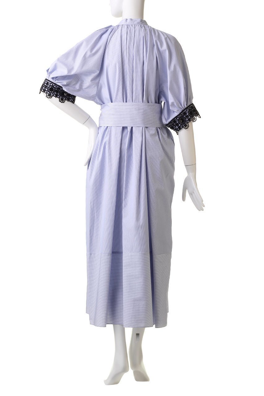 【デザイン ワークス/DESIGN WORKS】のストライプ×レースコンビシャツワンピース 人気、トレンドファッション・服の通販 founy(ファニー) 　ファッション　Fashion　レディースファッション　Fashion for Women　ワンピース　Dresses　シャツワンピース / 1枚で着映えコーデ　Shirt Dresses　チュニック　Tunic Tops & Dresses　おすすめ　Recommended / Our Picks　シャツワンピ　Shirt Dress, Shirt One-Piece　スタンド　Stand Collar, Upright Stand　ストライプ　Stripe, Striped Pattern　スリット　Slit, Slit Detail　チュニック　Tunic, Long Top　リボン　Ribbon, Bow　レース　Lace, Lace Fabric　ロング　Long, Long-Length　other-4|ID: prp329100004606831 ipo3291000000032879593