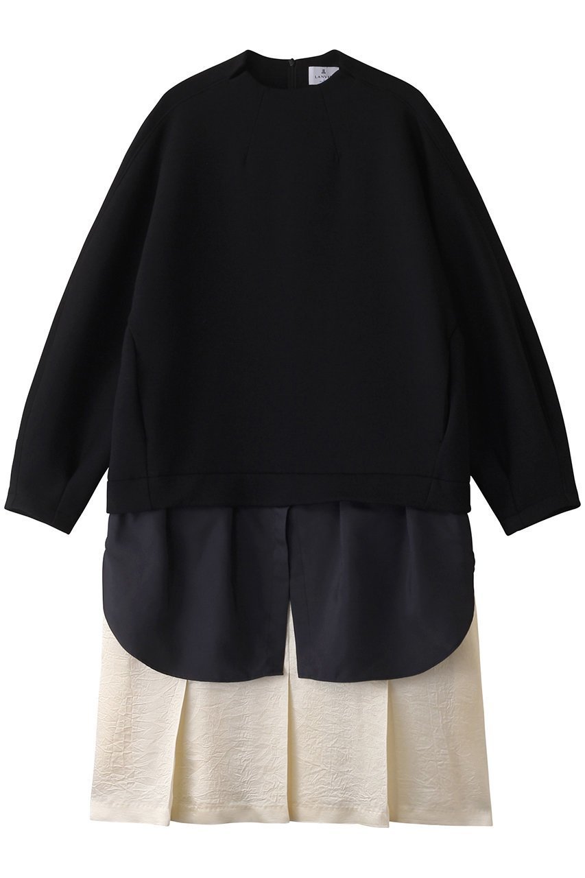 【ランバン オン ブルー/LANVIN en Bleu】のレイヤードコンピワンピース インテリア・キッズ・メンズ・レディースファッション・服の通販 founy(ファニー) 　ファッション　Fashion　レディースファッション　Fashion for Women　ワンピース　Dresses　チュニック　Tunic Tops & Dresses　チュニック　Tunic, Long Top　ミドル　Middle Length, Mid Height　再入荷　Restock / Back in Stock　ブラック|ID: prp329100004606861 ipo3291000000032880184