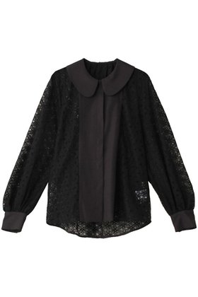 【エリオポール/heliopole】 ラウンドカラーレースブラウス人気、トレンドファッション・服の通販 founy(ファニー) ファッション Fashion レディースファッション Fashion for Women トップス・カットソー Cut & Sew Tops シャツ・ブラウス・オフィスカジュアル Elegant Blouses & Button-Ups スリーブ Sleeve, Long Sleeve / Short Sleeve フラワー Flower, Floral モチーフ Motif, Design Theme ラウンド Round, Round Neck レース Lace, Lace Fabric ロング Long, Long-Length 無地 Plain, Solid Color |ID:prp329100004606863