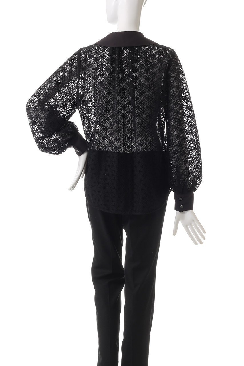 【エリオポール/heliopole】のラウンドカラーレースブラウス 人気、トレンドファッション・服の通販 founy(ファニー) 　ファッション　Fashion　レディースファッション　Fashion for Women　トップス・カットソー　Cut & Sew Tops　シャツ・ブラウス・オフィスカジュアル　Elegant Blouses & Button-Ups　スリーブ　Sleeve, Long Sleeve / Short Sleeve　フラワー　Flower, Floral　モチーフ　Motif, Design Theme　ラウンド　Round, Round Neck　レース　Lace, Lace Fabric　ロング　Long, Long-Length　無地　Plain, Solid Color　other-4|ID: prp329100004606863 ipo3291000000032880240