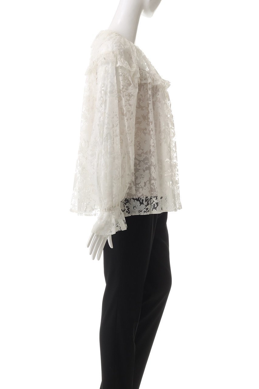 【デザイン ワークス/DESIGN WORKS】のBEAUVET フロッキーチュールレースブラウス 人気、トレンドファッション・服の通販 founy(ファニー) 　ファッション　Fashion　レディースファッション　Fashion for Women　トップス・カットソー　Cut & Sew Tops　シャツ・ブラウス・オフィスカジュアル　Elegant Blouses & Button-Ups　インナー　Innerwear　キャミソール　Camisole, Spaghetti Strap Top　スリーブ　Sleeve, Long Sleeve / Short Sleeve　デニム　Denim, Jeans Material　フェミニン　Feminine, Girly　フリル　Frill, Ruffle　ヨーク　Yoke, Yoke Design　ロング　Long, Long-Length　春　Spring　other-3|ID: prp329100004606880 ipo3291000000034955734