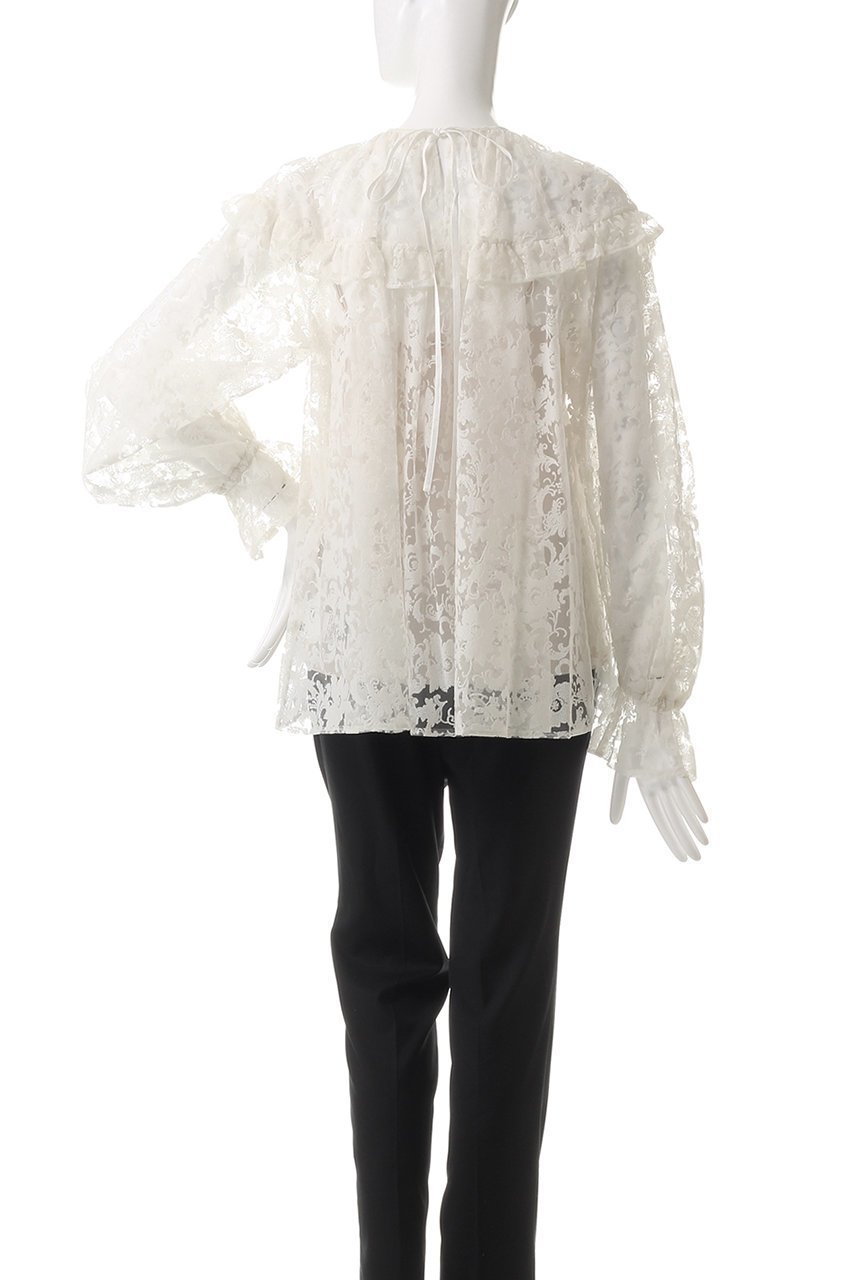 【デザイン ワークス/DESIGN WORKS】のBEAUVET フロッキーチュールレースブラウス 人気、トレンドファッション・服の通販 founy(ファニー) ファッション Fashion レディースファッション Fashion for Women トップス・カットソー Cut & Sew Tops シャツ・ブラウス・オフィスカジュアル Elegant Blouses & Button-Ups インナー Innerwear キャミソール Camisole, Spaghetti Strap Top スリーブ Sleeve, Long Sleeve / Short Sleeve デニム Denim, Jeans Material フェミニン Feminine, Girly フリル Frill, Ruffle ヨーク Yoke, Yoke Design ロング Long, Long-Length 春 Spring other-4|ID: prp329100004606880 ipo3291000000035690468