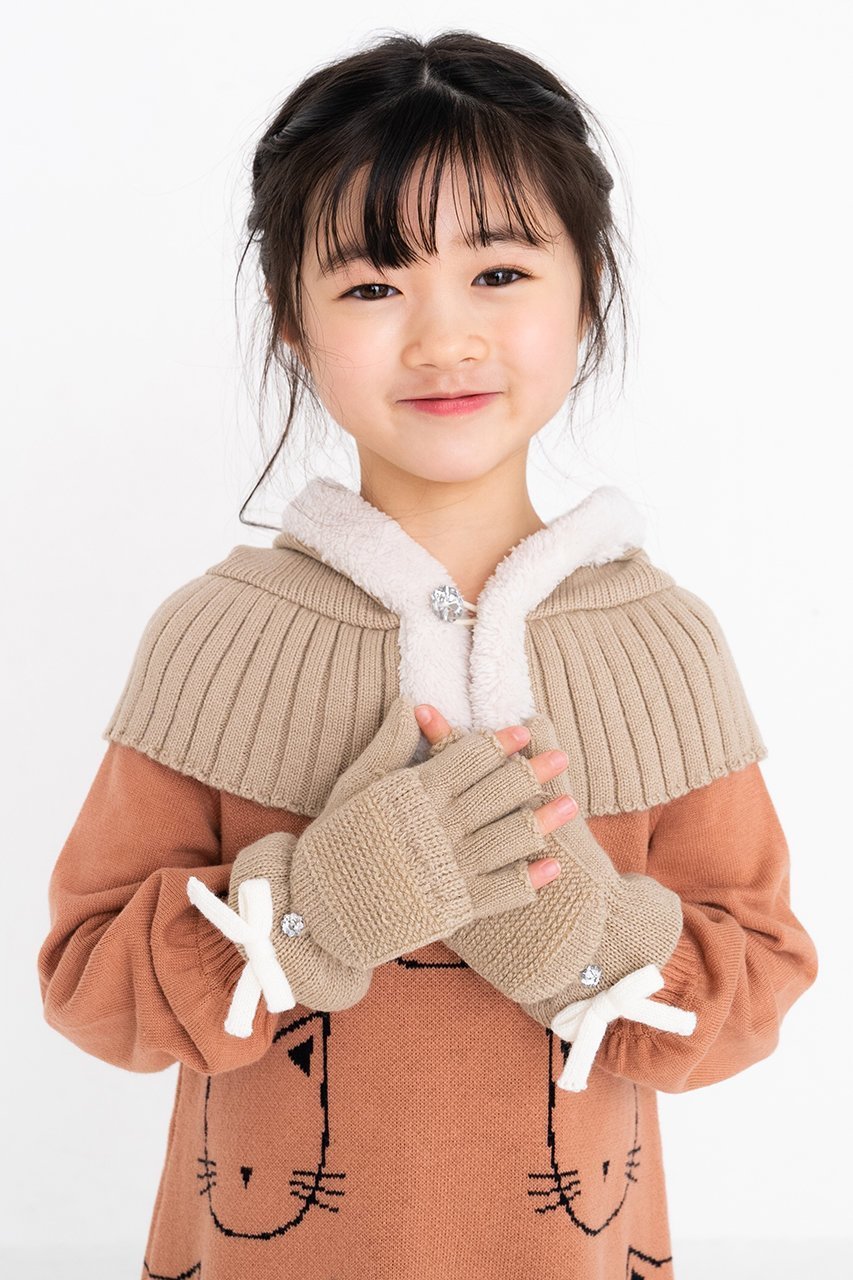 【ポプキンズ/POMPKINS / KIDS】の【KIDS】ガーター編みフード付き手袋 人気、トレンドファッション・服の通販 founy(ファニー) 　ファッション　Fashion　キッズファッション　Fashion for Kids　おすすめ　Recommended / Our Picks　なめらか　Smooth, Silky Texture　アクリル　Acrylic Material　リボン　Ribbon, Bow　other-5|ID: prp329100004606902 ipo3291000000032881261