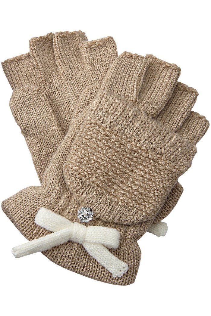 【ポプキンズ/POMPKINS / KIDS】の【KIDS】ガーター編みフード付き手袋 ベージュ M インテリア・キッズ・メンズ・レディースファッション・服の通販 founy(ファニー) https://founy.com/ ファッション Fashion キッズファッション Fashion for Kids おすすめ Recommended / Our Picks なめらか Smooth, Silky Texture アクリル Acrylic Material リボン Ribbon, Bow |ID: prp329100004606902 ipo3291000000036191421