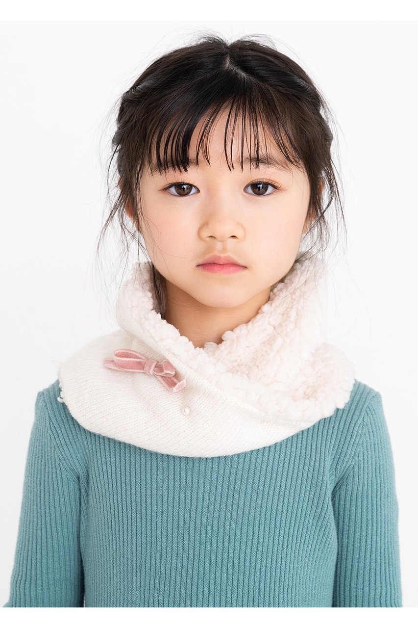 【ポプキンズ/POMPKINS / KIDS】の【KIDS】パールとリボンのスヌード 人気、トレンドファッション・服の通販 founy(ファニー) 　ファッション　Fashion　キッズファッション　Fashion for Kids　シンプル　Simple, Minimal　スヌード　Snood, Infinity Scarf　パール　Pearl, Pearl Accent　リボン　Ribbon, Bow　other-7|ID: prp329100004606906 ipo3291000000032881341
