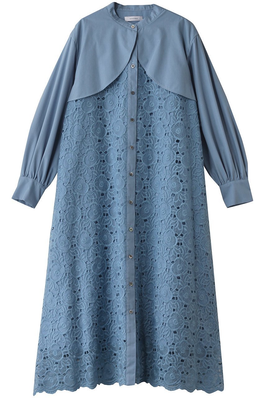 【アドーア/ADORE】のカメリアレースワンピース インテリア・キッズ・メンズ・レディースファッション・服の通販 founy(ファニー) 　ファッション　Fashion　レディースファッション　Fashion for Women　ワンピース　Dresses　チュニック　Tunic Tops & Dresses　チュニック　Tunic, Long Top　バランス　Balance, Style Balance　レース　Lace, Lace Fabric　ロング　Long, Long-Length　ブルー|ID: prp329100004606918 ipo3291000000032881803