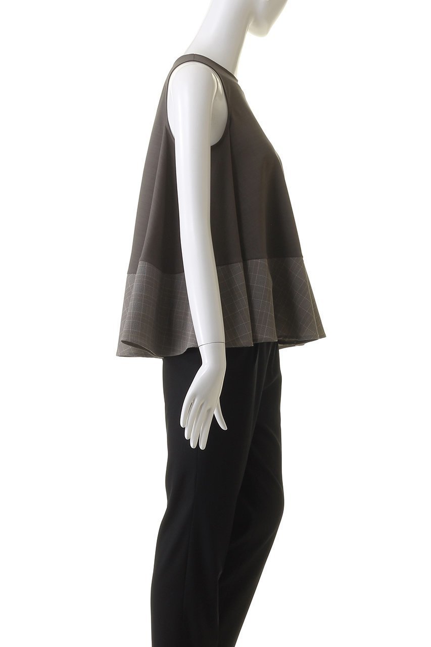 【リムアーク/RIM.ARK】のSwitching flare tops/トップス 人気、トレンドファッション・服の通販 founy(ファニー) 　ファッション　Fashion　レディースファッション　Fashion for Women　トップス・カットソー　Cut & Sew Tops　キャミソール&ノースリーブ　Camisoles & Sleeveless Tops　シャツ・ブラウス・オフィスカジュアル　Elegant Blouses & Button-Ups　アメリカン　American Style　スタイリッシュ　Stylish, Fashionable　ストレート　Straight, Straight Cut　スリーブ　Sleeve, Long Sleeve / Short Sleeve　チェック　Check, Plaid, Tartan　ノースリーブ　Sleeveless, No-Sleeve　バランス　Balance, Style Balance　フェミニン　Feminine, Girly　フレア　Flare, Flared　ワイド　Wide, Wide Fit　other-3|ID: prp329100004606924 ipo3291000000032881962