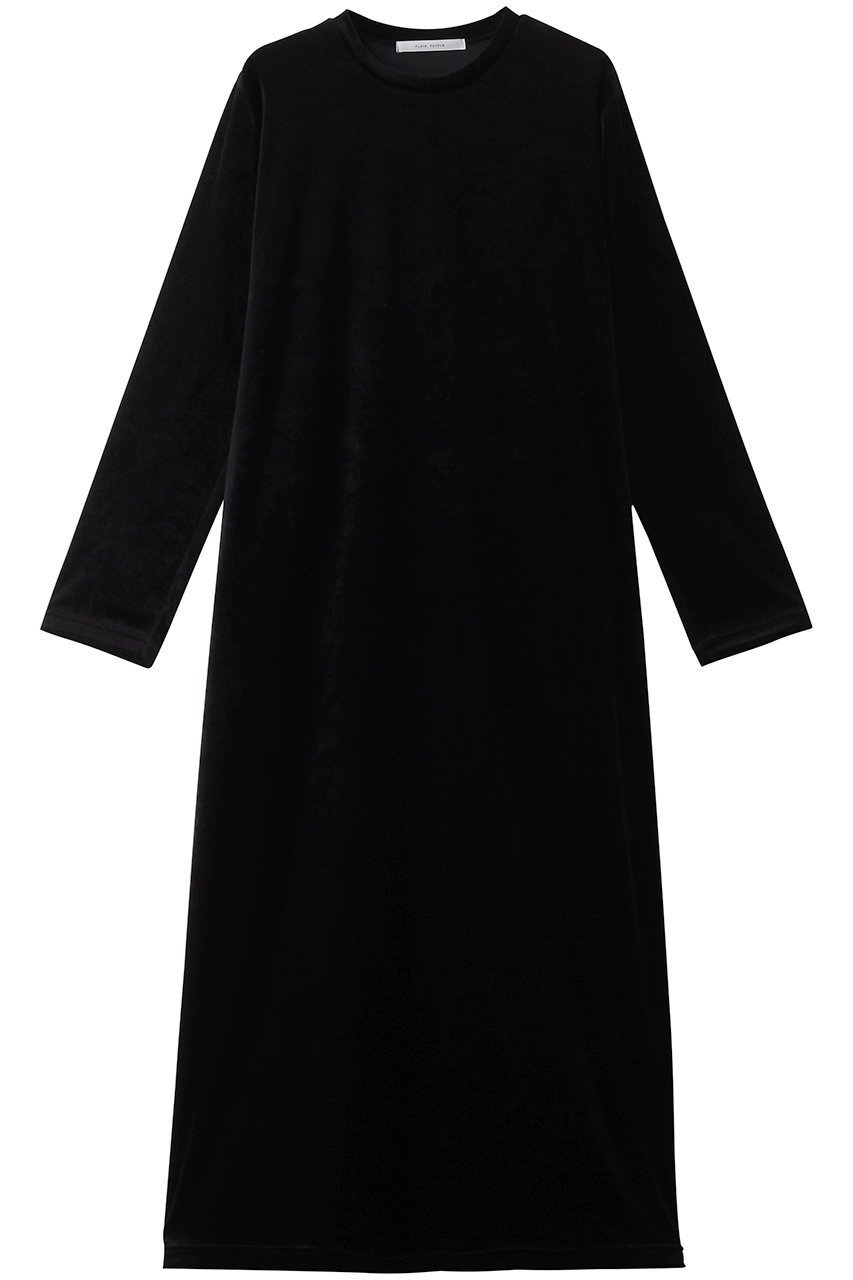 【プレインピープル/PLAIN PEOPLE】のベロアジャージストレートドレス インテリア・キッズ・メンズ・レディースファッション・服の通販 founy(ファニー) 　ファッション　Fashion　レディースファッション　Fashion for Women　ワンピース　Dresses　フォーマル・パーティードレス・結婚式用ドレス　Elegant & Casual Dresses　チュニック　Tunic Tops & Dresses　おすすめ　Recommended / Our Picks　シルク　Silk, 100% Silk　ストレート　Straight, Straight Cut　チュニック　Tunic, Long Top　ブルゾン　Blouson, Bomber Jacket　プリント　Print, Printed Pattern　ベーシック　Basic, Essential　ロング　Long, Long-Length　再入荷　Restock / Back in Stock　ブラック|ID: prp329100004606960 ipo3291000000035041213