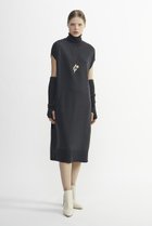 【プレインピープル/PLAIN PEOPLE】のVICTORIAアームウォーマー付きハイネックフレンチスリーブワンピース チャコール|ID: prp329100004606962 ipo3291000000032882963