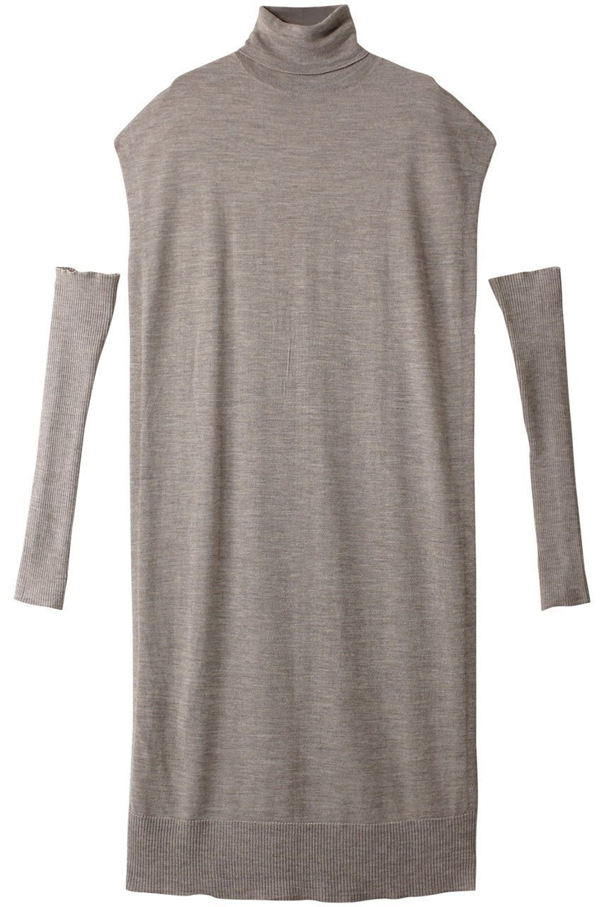 【プレインピープル/PLAIN PEOPLE】のVICTORIAアームウォーマー付きハイネックフレンチスリーブワンピース インテリア・キッズ・メンズ・レディースファッション・服の通販 founy(ファニー) 　ファッション　Fashion　レディースファッション　Fashion for Women　ワンピース　Dresses　チュニック　Tunic Tops & Dresses　おすすめ　Recommended / Our Picks　なめらか　Smooth, Silky Texture　カーディガン　Cardigan, Knitwear　スリーブ　Sleeve, Long Sleeve / Short Sleeve　チュニック　Tunic, Long Top　フレンチ　French, French Style　ポンチョ　Poncho, Cape Style　ロング　Long, Long-Length　ベージュ|ID: prp329100004606962 ipo3291000000035041573