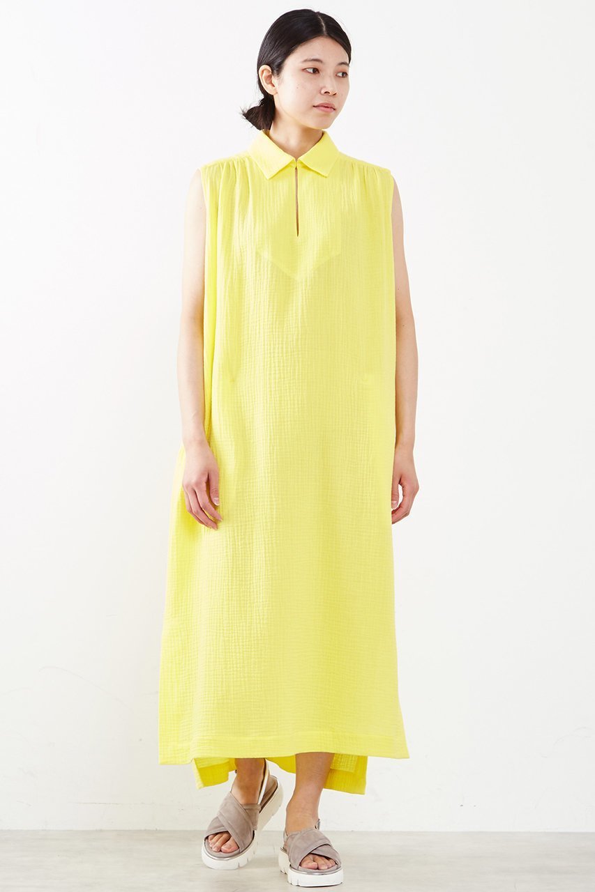 【プレインピープル/PLAIN PEOPLE】のダブルガーゼノースリーブワンピース 人気、トレンドファッション・服の通販 founy(ファニー) 　ファッション　Fashion　レディースファッション　Fashion for Women　ワンピース　Dresses　チュニック　Tunic Tops & Dresses　おすすめ　Recommended / Our Picks　イエロー　Yellow　スリット　Slit, Slit Detail　ダブル　Double, Double-Breasted　チュニック　Tunic, Long Top　ノースリーブ　Sleeveless, No-Sleeve　ロング　Long, Long-Length　 other-1|ID: prp329100004606972 ipo3291000000032883153