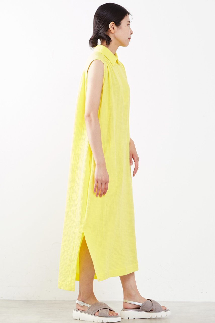 【プレインピープル/PLAIN PEOPLE】のダブルガーゼノースリーブワンピース 人気、トレンドファッション・服の通販 founy(ファニー) 　ファッション　Fashion　レディースファッション　Fashion for Women　ワンピース　Dresses　チュニック　Tunic Tops & Dresses　おすすめ　Recommended / Our Picks　イエロー　Yellow　スリット　Slit, Slit Detail　ダブル　Double, Double-Breasted　チュニック　Tunic, Long Top　ノースリーブ　Sleeveless, No-Sleeve　ロング　Long, Long-Length　other-2|ID: prp329100004606972 ipo3291000000032883168