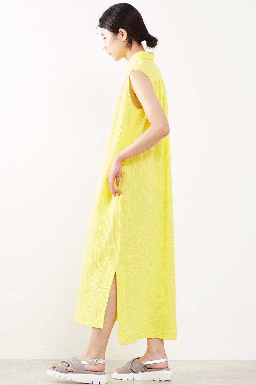 【プレインピープル/PLAIN PEOPLE】のダブルガーゼノースリーブワンピース 人気、トレンドファッション・服の通販 founy(ファニー) 　ファッション　Fashion　レディースファッション　Fashion for Women　ワンピース　Dresses　チュニック　Tunic Tops & Dresses　おすすめ　Recommended / Our Picks　イエロー　Yellow　スリット　Slit, Slit Detail　ダブル　Double, Double-Breasted　チュニック　Tunic, Long Top　ノースリーブ　Sleeveless, No-Sleeve　ロング　Long, Long-Length　other-4|ID: prp329100004606972 ipo3291000000032883177