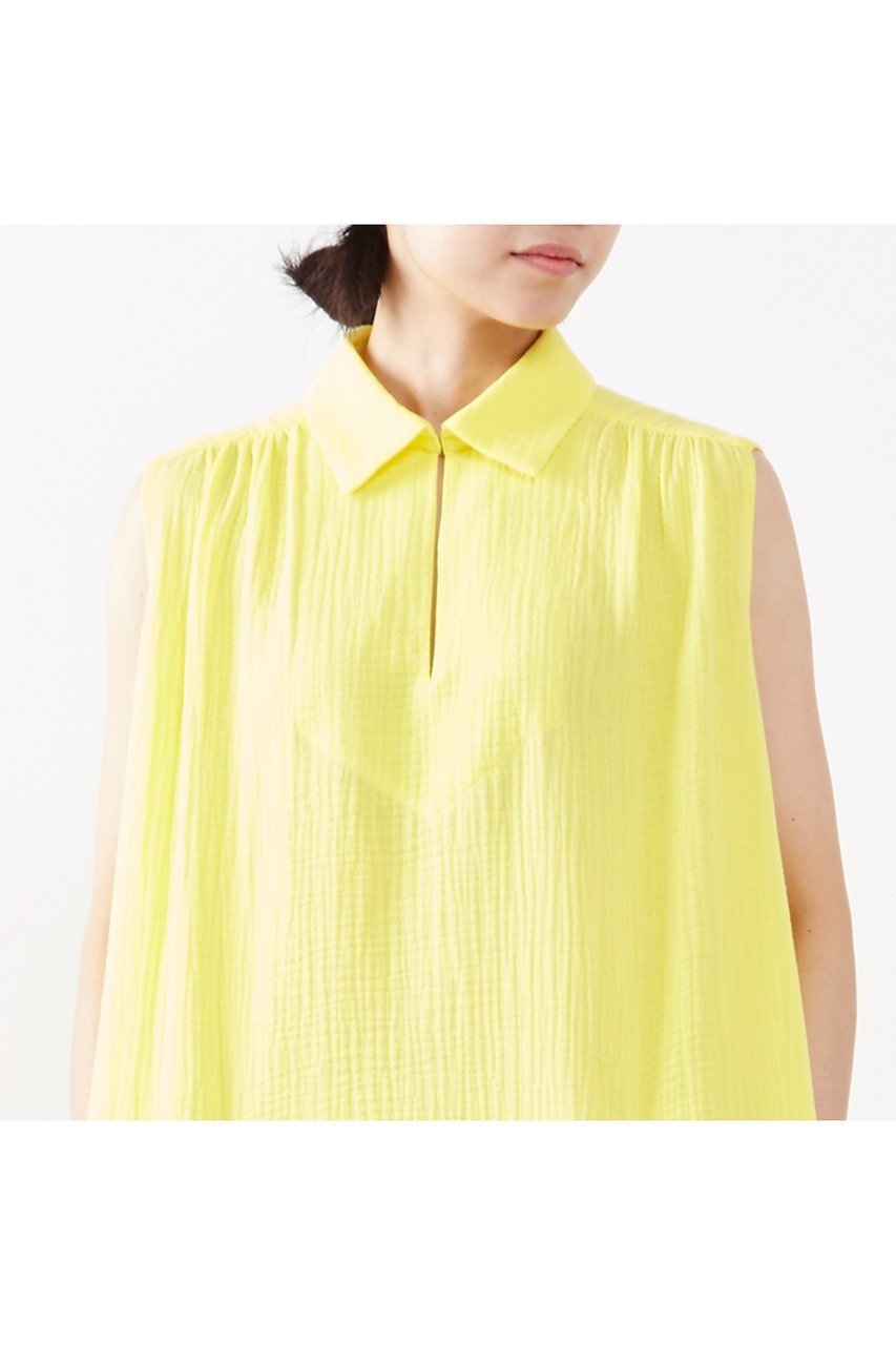 【プレインピープル/PLAIN PEOPLE】のダブルガーゼノースリーブワンピース 人気、トレンドファッション・服の通販 founy(ファニー) 　ファッション　Fashion　レディースファッション　Fashion for Women　ワンピース　Dresses　チュニック　Tunic Tops & Dresses　おすすめ　Recommended / Our Picks　イエロー　Yellow　スリット　Slit, Slit Detail　ダブル　Double, Double-Breasted　チュニック　Tunic, Long Top　ノースリーブ　Sleeveless, No-Sleeve　ロング　Long, Long-Length　other-5|ID: prp329100004606972 ipo3291000000032883182