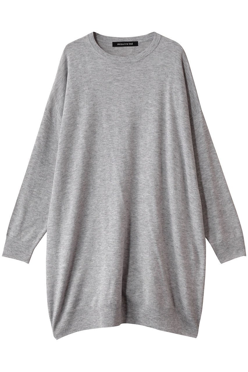 【ミズイロ インド/mizuiro ind】のcrew neck wide tunic チュニック インテリア・キッズ・メンズ・レディースファッション・服の通販 founy(ファニー) 　ファッション　Fashion　レディースファッション　Fashion for Women　ワンピース　Dresses　チュニック　Tunic Tops & Dresses　スラックス　Slacks, Dress Pants　チュニック　Tunic, Long Top　デニム　Denim, Jeans Material　ロング　Long, Long-Length　ワイド　Wide, Wide Fit　定番　Standard, Basic Item　l.gray|ID: prp329100004606978 ipo3291000000032883232
