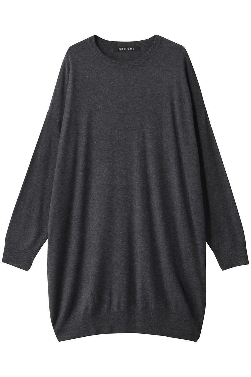 【ミズイロ インド/mizuiro ind】のcrew neck wide tunic チュニック インテリア・キッズ・メンズ・レディースファッション・服の通販 founy(ファニー) 　ファッション　Fashion　レディースファッション　Fashion for Women　ワンピース　Dresses　チュニック　Tunic Tops & Dresses　スラックス　Slacks, Dress Pants　チュニック　Tunic, Long Top　デニム　Denim, Jeans Material　ロング　Long, Long-Length　ワイド　Wide, Wide Fit　定番　Standard, Basic Item　c.gray|ID: prp329100004606978 ipo3291000000032883235